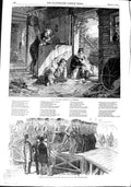 Original Old Antique Print 1851 Family Home Fine Art Galleries Exhibition B 19th