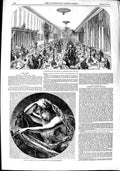 Old Antique Print 1851 Freemasons Ball Supper Worcester Portrait Lady Art 19th