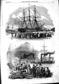 Old Antique Print 1851 Ship St. Lawrence Southampton Dock Singapore War 19th