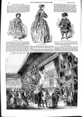Old Antique Print 1851 Palais National Paris Paintings Sculpture Fashion 19th