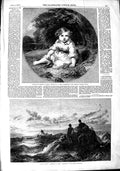 Original Old Antique Print 1851 Poor Mariners Fishing Master Ingram Fine Art