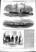 Original Old Antique Print 1851 Prince Royal Mail Ship Denmark Port Hjerti 19th