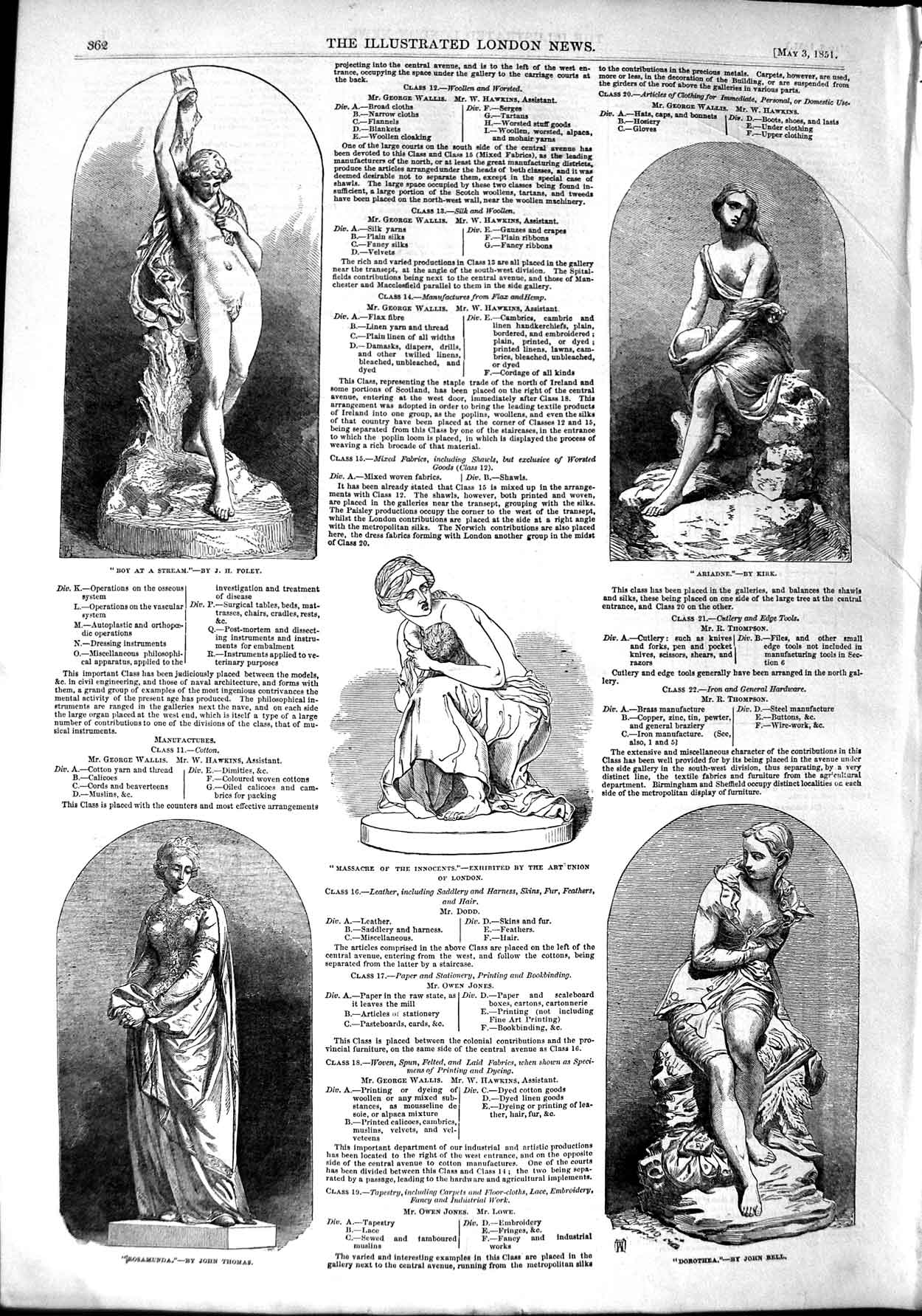 Old Antique Print 1851 Sculpture Rosamunda Dorothea Ariadne Boy Gallery 19th
