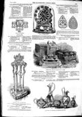 Original Old Antique Print 1851 Clock Ionian Brooch Casket Tea Service Inkstand
