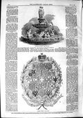 Original Old Antique Print 1851 Fountain Thomas Enamel Arms Nations Victorian