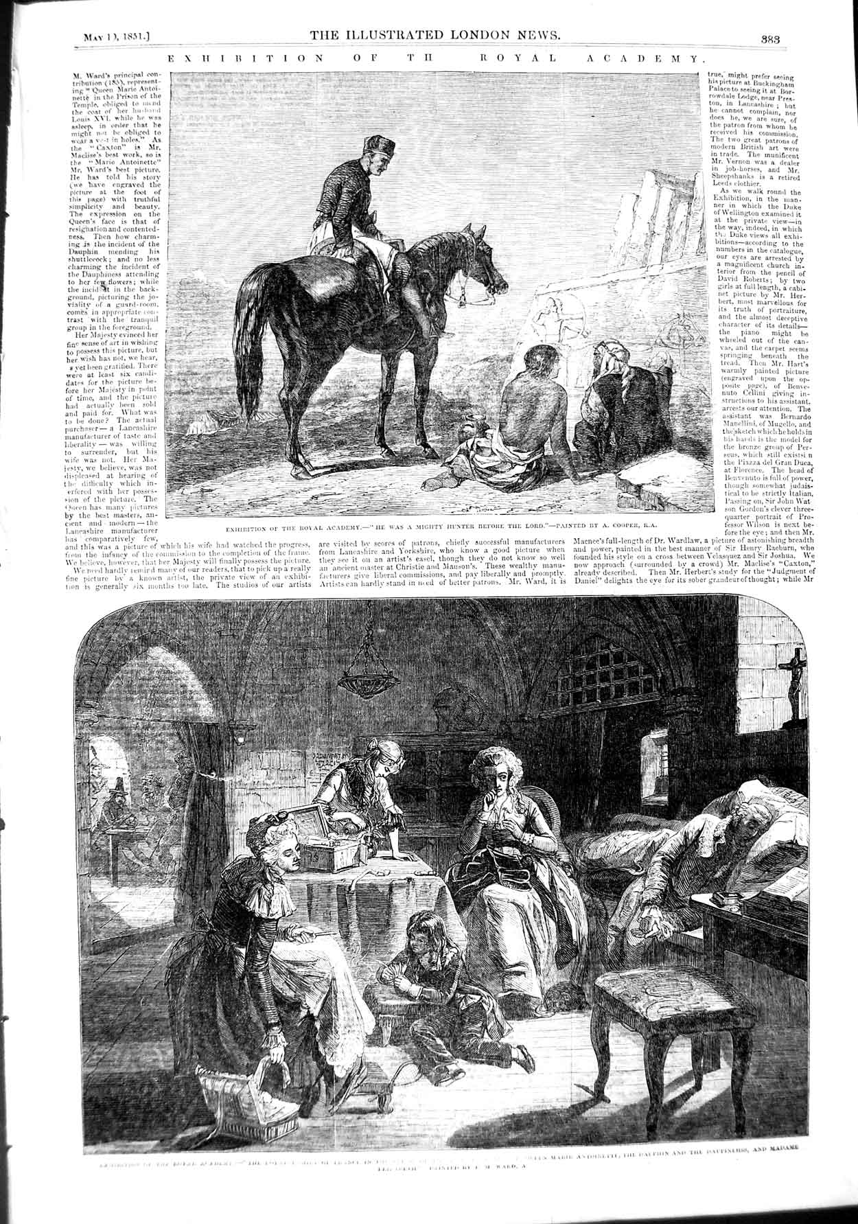 Old Antique Print 1851 Scene Macbeath Benvenuto Cellini Royal Academy Art 19th