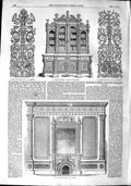 Old Antique Print 1851 Wall Decoration Carved Bookcase Design Furniture 19th