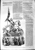 Original Old Antique Print 1851 Statue Godfrey De Boullon Horse 19th
