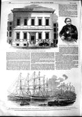 Original Old Antique Print 1851 Musuem Geology Thomas Ships Canterbury Portland