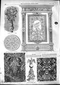 Original Old Antique Print 1851 Wall Decorations GDamask Crozier Leather 19th