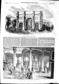 Original Old Antique Print 1851 Marble Arch Cumberland Gate Hyde Museum Geology