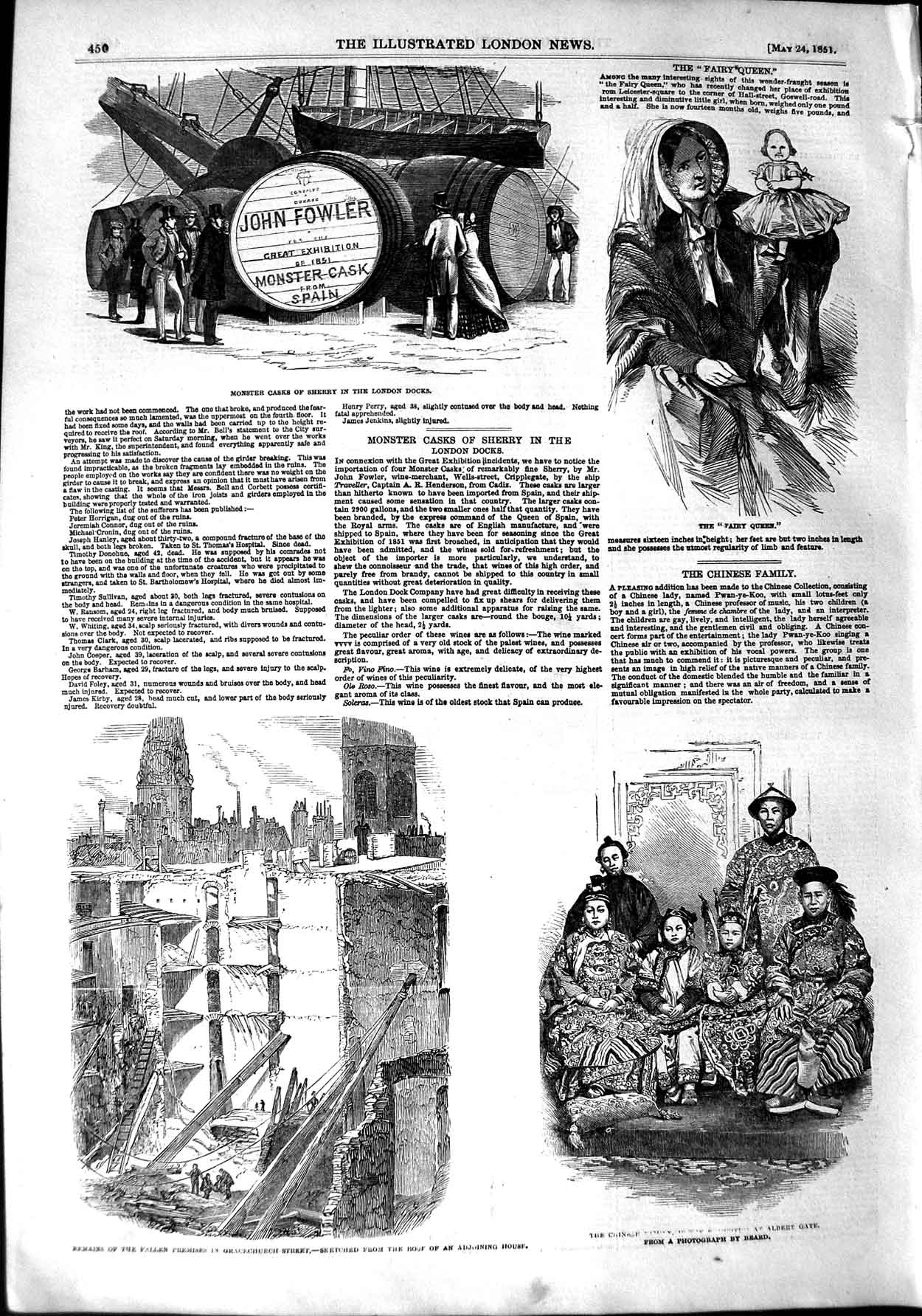 Original Old Antique Print 1851 Casks Sherry London Chinese People Grac 19th