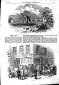 Original Old Antique Print 1851 St. Peter'S Hospital Wandsworth Strand London