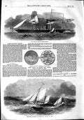 Original Old Antique Print 1851 Jylland Danish Government Ship Erris Fishi 19th