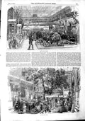 Original Old Antique Print 1851 Mineral Manufactures Candian Court Building