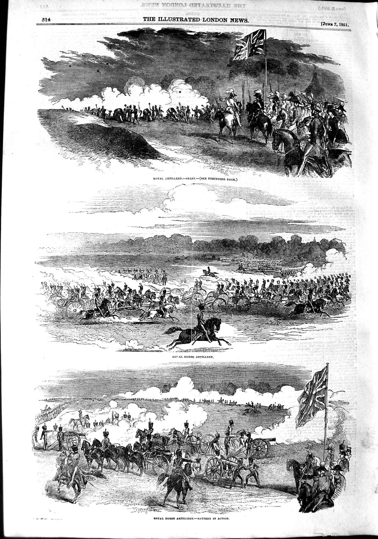 Old Antique Print 1851 Royal Horse Artillery War Railway India Allahabad 19th