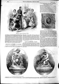 Original Old Antique Print 1851 Prince Wales Benzoni Sculptures Children 19th