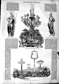 Original Old Antique Print 1851 Glass Statuette Vienna Lambert James'S Street