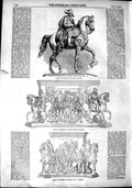 Original Old Antique Print 1851 Statue Frederick The Great Horse Berlin Germany