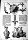 Old Antique Print 1851 Glass Green James Street Shield Arms Sword Weapons 19th