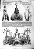 Original Old Antique Print 1851 Lord Ellenborough Plate GLamp Eve Bronze 19th