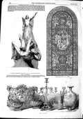 Original Old Antique Print 1851 Stained Glass Window Silver Michael Dragon 19th