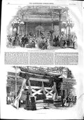 Original Old Antique Print 1851 Russian Court Canadian Timer Trophy Victorian
