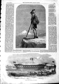 Original Old Antique Print 1851 Ship Vimiera Sunderland Tyrolese Chamois Hunter
