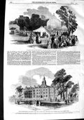 Old Antique Print 1851 Birmingham Exhibition Champetre Hospital Victoria 19th