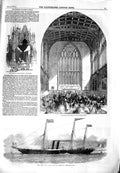 Original Old Antique Print 1851 Synod Chapter Baron Osy Ship Exeter Cathedral