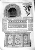 Old Antique Print 1851 Cabinet Pattern Jefrey Allen Stove Carved Bracket 19th