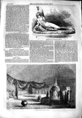 Old Antique Print 1851 Statue Bacchus Great Temple Dambool Ceylon India 19th