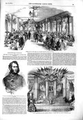 Original Old Antique Print 1851 Dinne Peto Woolwich Earl Arundel Willis Rooms