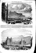 Original Old Antique Print 1851 Scott Monument Juvenile Abstainers Edinburgh