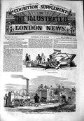 Original Old Antique Print 1851 American Reaping Machine Hornsby Croskill Mill