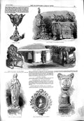 Original Old Antique Print 1851 Virgin Child Statue Silver Furniture Alabaster