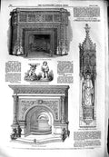 Old Antique Print 1851 Furniture Mantel-Piece Gothic Niche Silver Salts 19th