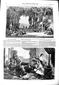 Old Antique Print 1851 Chronicles Ahasuerus King Italy Saltrella Vacher 19th