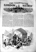 Original Old Antique Print 1851 Oyster Day Grotto Children Street Scene 19th