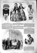 Original Old Antique Print 1851 Hobbs Paris Fashion Lunatic Asylum Colney Hatch