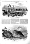Old Antique Print 1851 Ferderal Rifle Match Geneva New Zealand Lyttelton 19th
