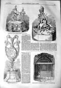 Original Old Antique Print 1851 Goodwood Group Cup Ironwork Westminste Victorian