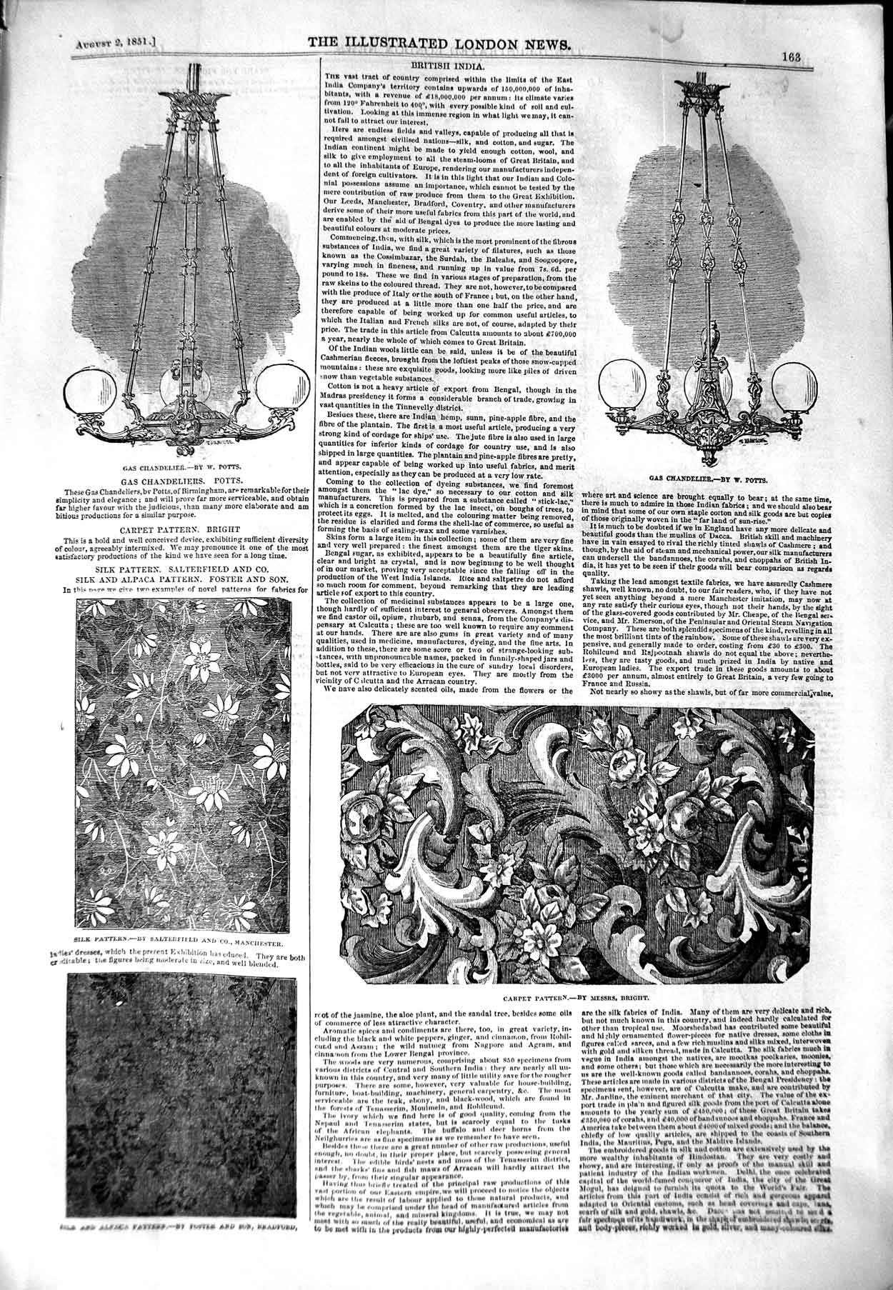 Old Antique Print 1851 Gas Chandelier Carpet Pattern Gothic Screen Chair 19th
