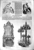 Old Antique Print 1851 Marble Chimney-Piece Milan Cupid Sculpture Hagar 19th
