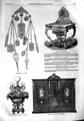 Original Old Antique Print 1851 Furniture Work-Table Hamburgh Book-Case Ebony