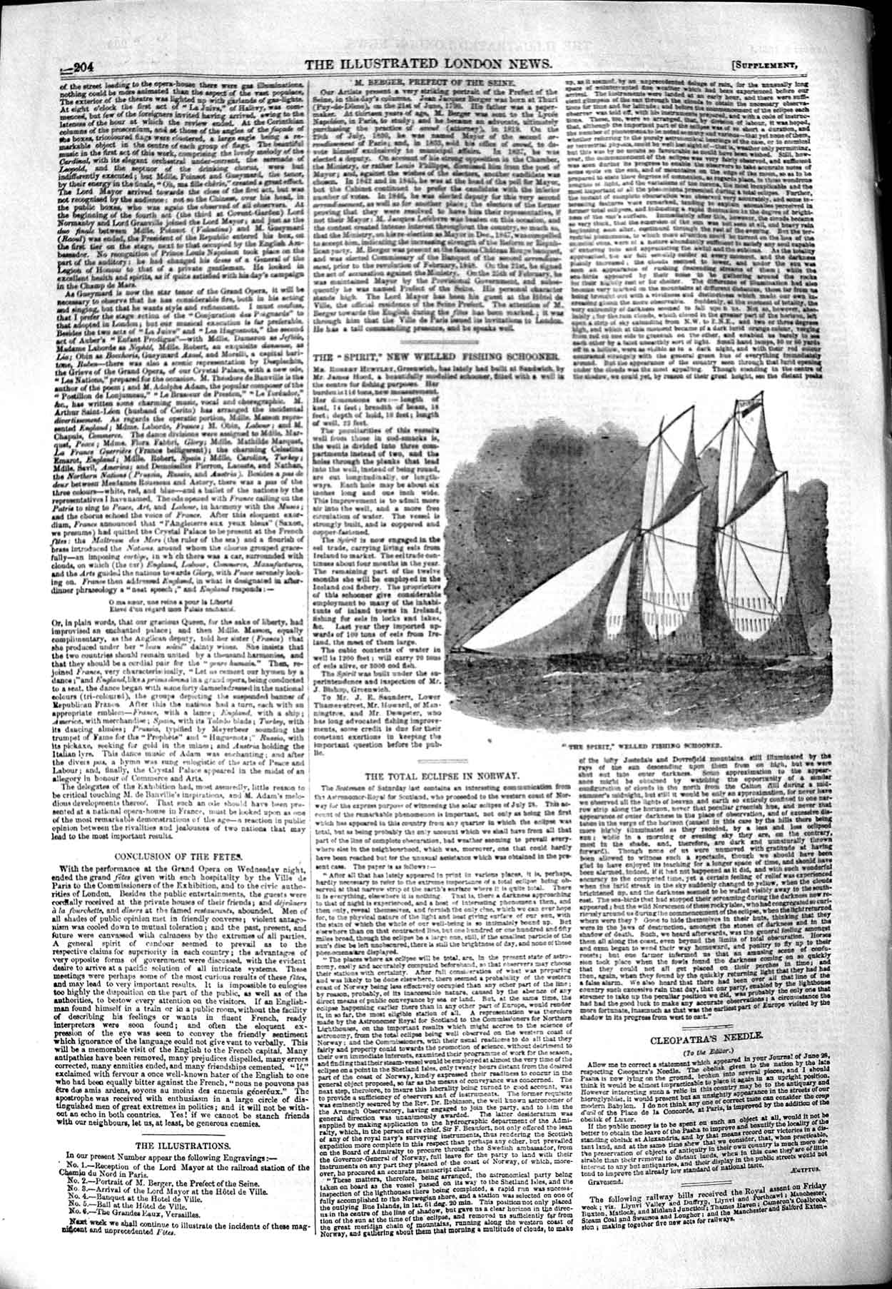 Original Old Antique Print 1851 Spirit New Welled Fishing Schooner Boat 19th