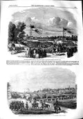 Old Antique Print 1851 Champ De Mars Paris France Attack Trocadero Bridge 19th