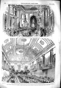 Original Old Antique Print 1851 Soiree Freemasons Hall Dinner Canynges Bristol
