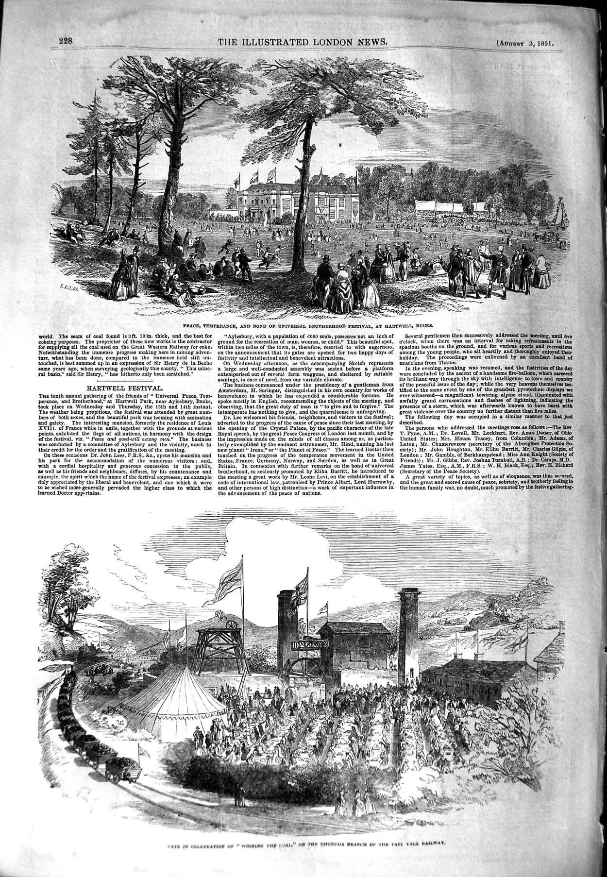 Original Old Antique Print 1851 Peace Temperance Brotherhood Festival Railw 19th