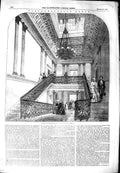 Original Old Antique Print 1851 Interior Northumberland House Grand Staircase